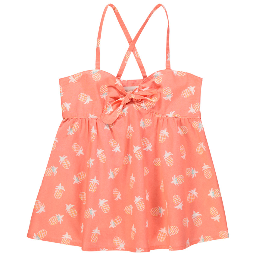 Τουνίκ με λεπτές τιράντες και σχέδιο ανανά σε όλη την επιφάνεια 