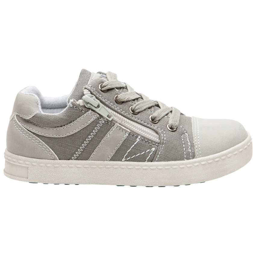 Αθλητικά παπούτσια χαμηλά από ύφασμα με κορδόνια και φερμουάρ στο πλάι 