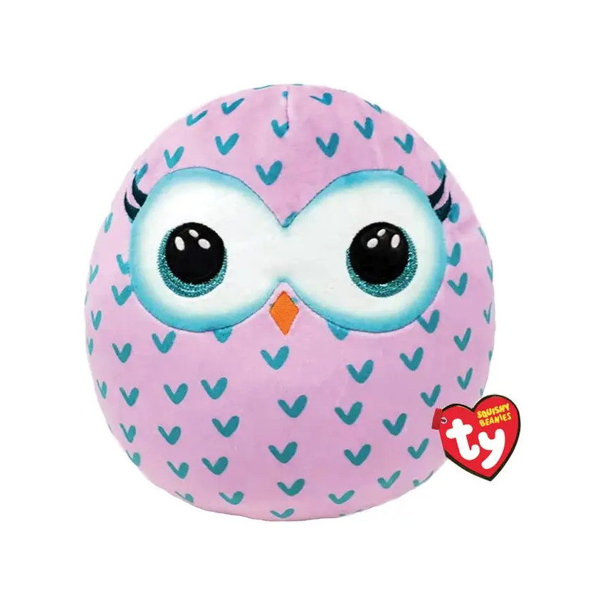 Squishy Beanies Winks Χνουδωτή Κουκουβάγια Ροζ 25εκ TY 