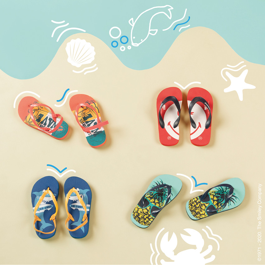 Σανδάλια φλουο πορτοκαλί με σχέδιο κύμα για αγόρι 