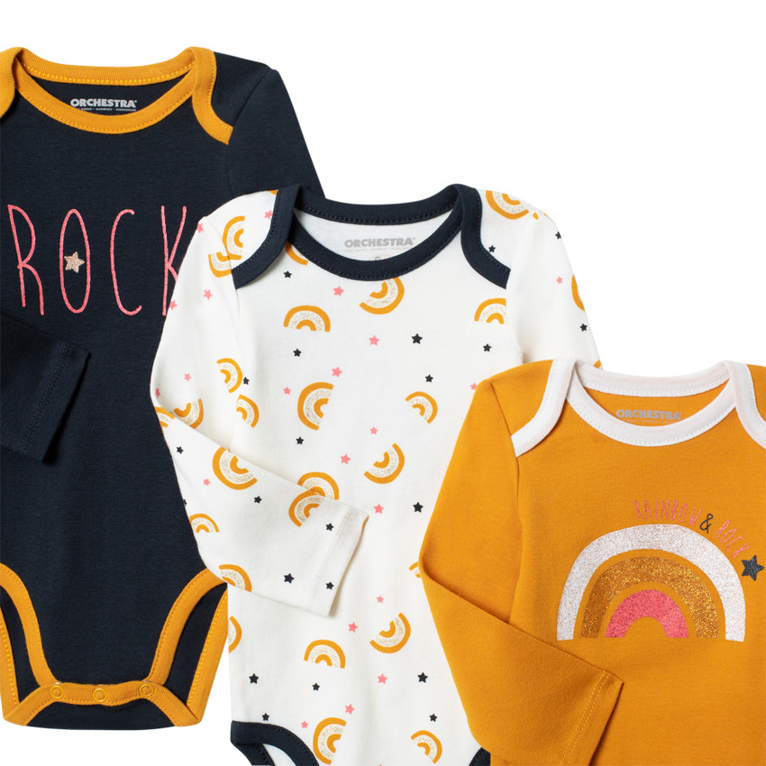 Σετ από 3 bodies μακρυμάνικα με οργανικό βαμβάκι 