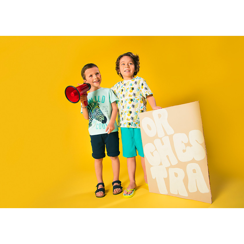 Bermuda en maille nid d'abeille uni pour garçon  Additional Bermuda en maille nid d'abeille uni pour garçon