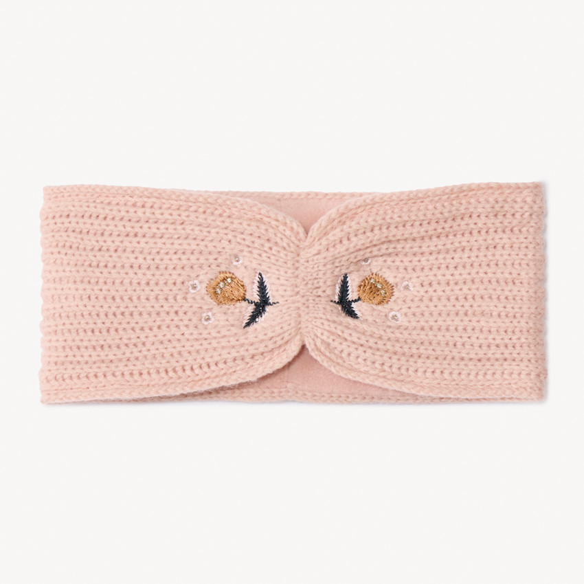 Bandeau en tricot brodé pour bébé fille 