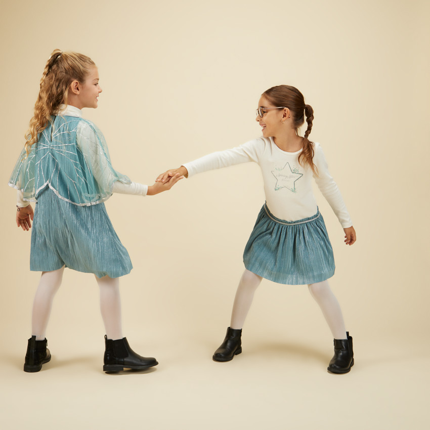 Φόρεμα πλισέ με κάπα από τούλι για κορίτσι 