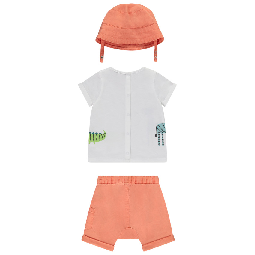 Σετ κοντό 3 τεμαχίων με καπέλο για bebe αγόρι 