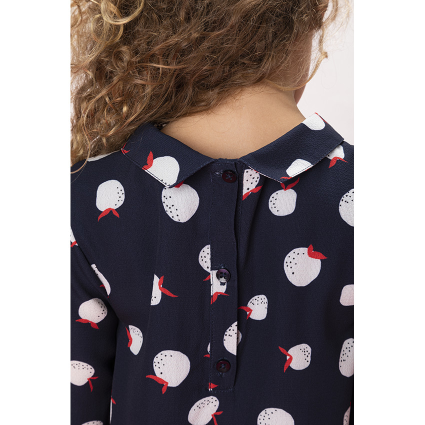 Robe courte manches longues imprimé pommes pour fille Main Robe courte manches longues imprimé pommes pour fille