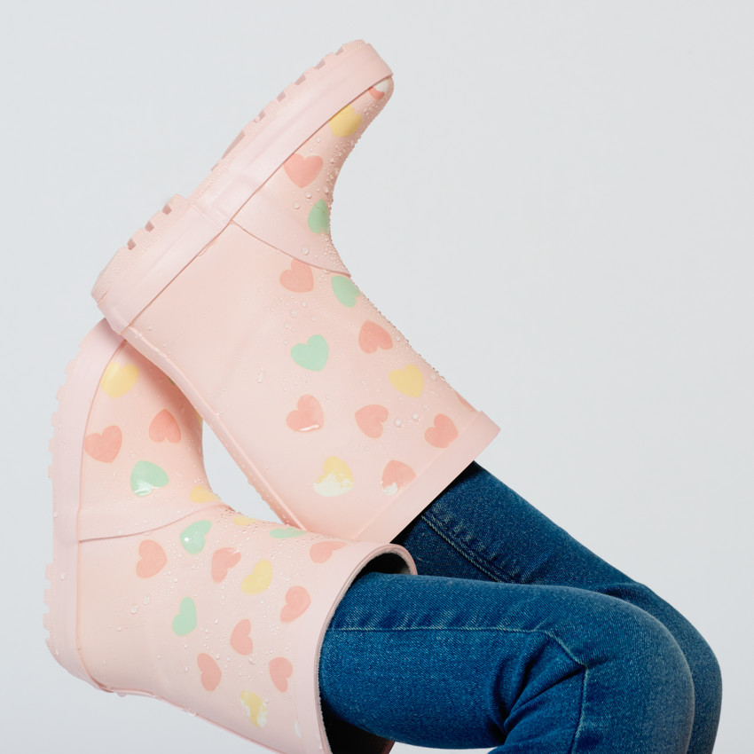 Bottes de pluie à couleur changeante imprimé cœurs pour fille 