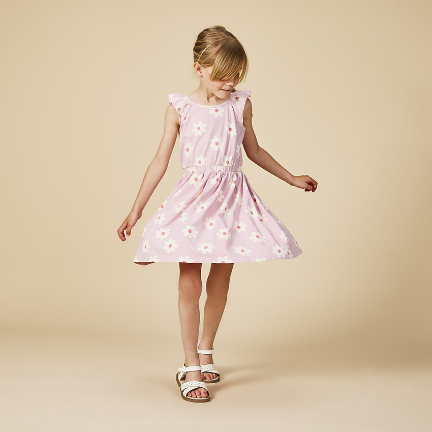 Φόρεμα με floral σχέδιο και ανοιχτή πλάτη για κορίτσι 