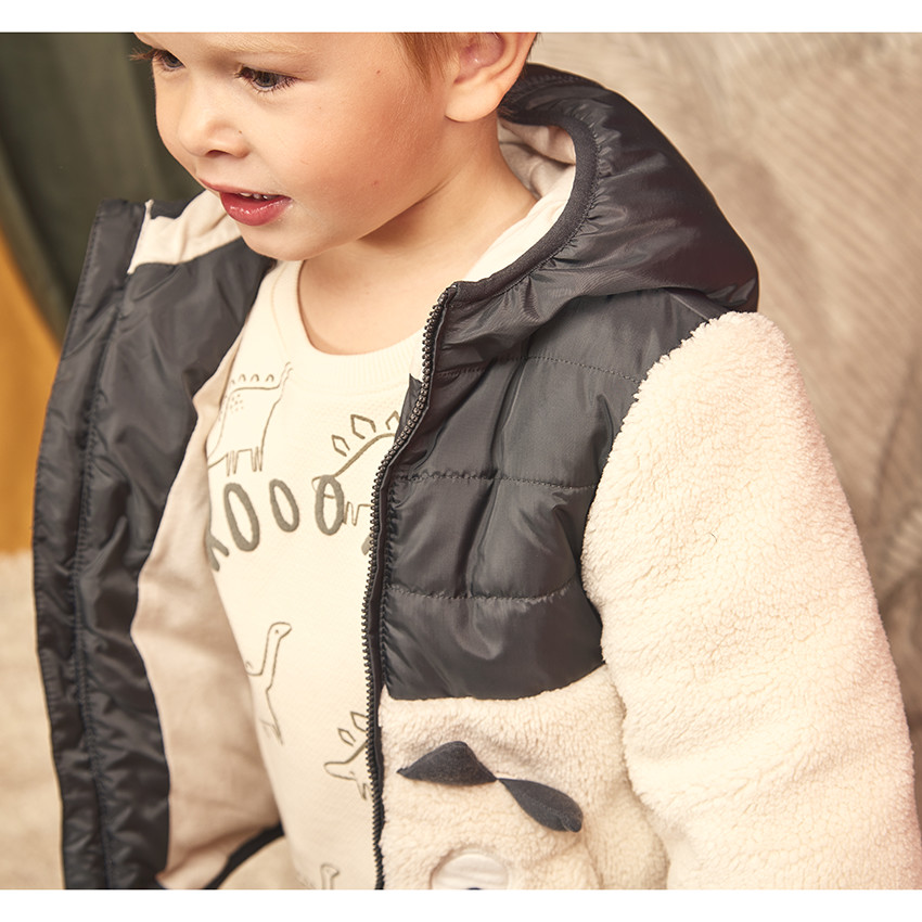 Ζακέτα με κουκούλα, ludique δεινόσαυρος bi-matière για bebe αγόρι 