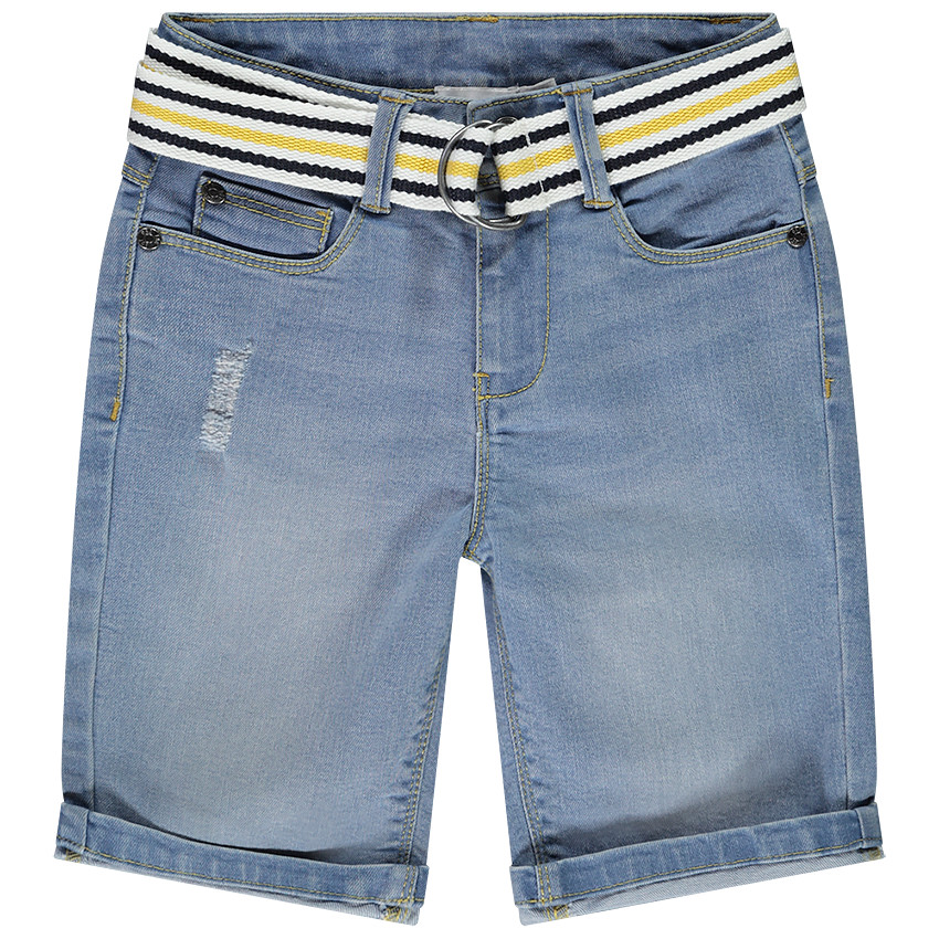 Bermuda en jean délavé avec ceinture pour garçon Main Bermuda en jean délavé avec ceinture pour garçon