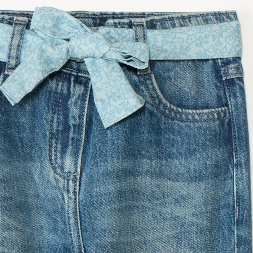 Τζιν με λουλουδάτη ζώνη που δένει για κορίτσι 