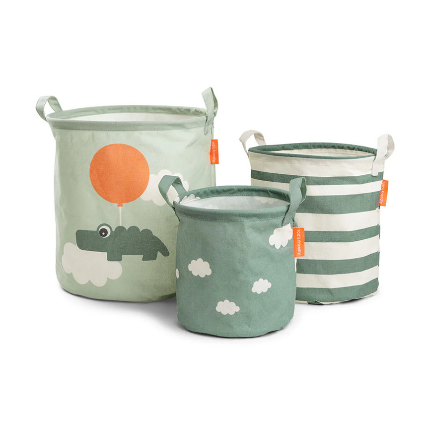 Καλάθι αποθήκευσης Happy Clouds 3 τμχ. - Πράσινο 