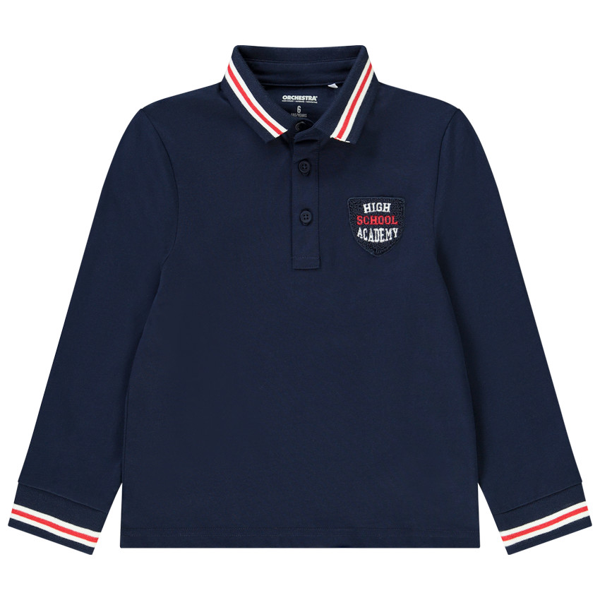 Polo μακρυμάνικο φαντεζί με patch κέντημα για αγόρι 