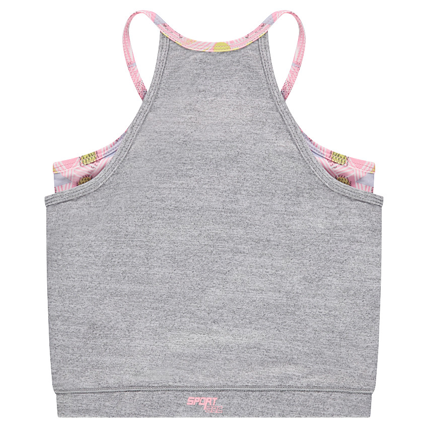 Μονόχρωμο cropped τοπ με ενσωματωμένο εμπριμέ μπουστάκι 