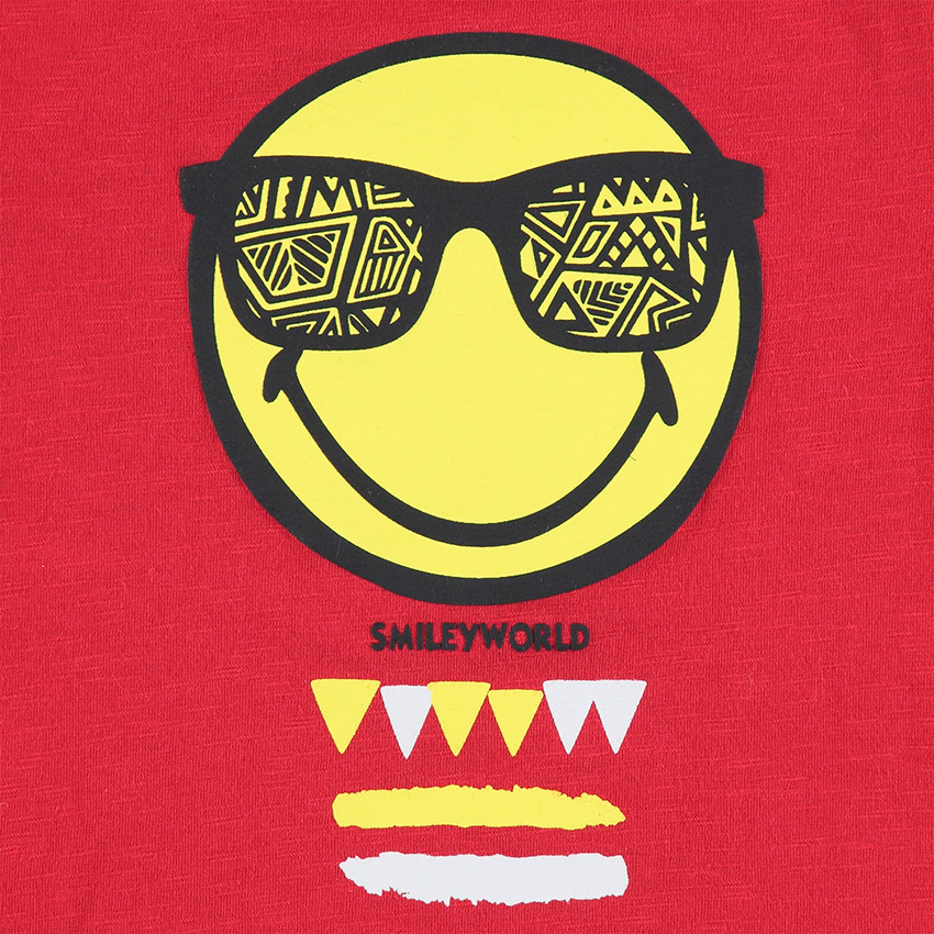 Κόκκινη μακρυμάνικη μπλούζα από ζέρσεϊ με στάμπα ©Smiley 