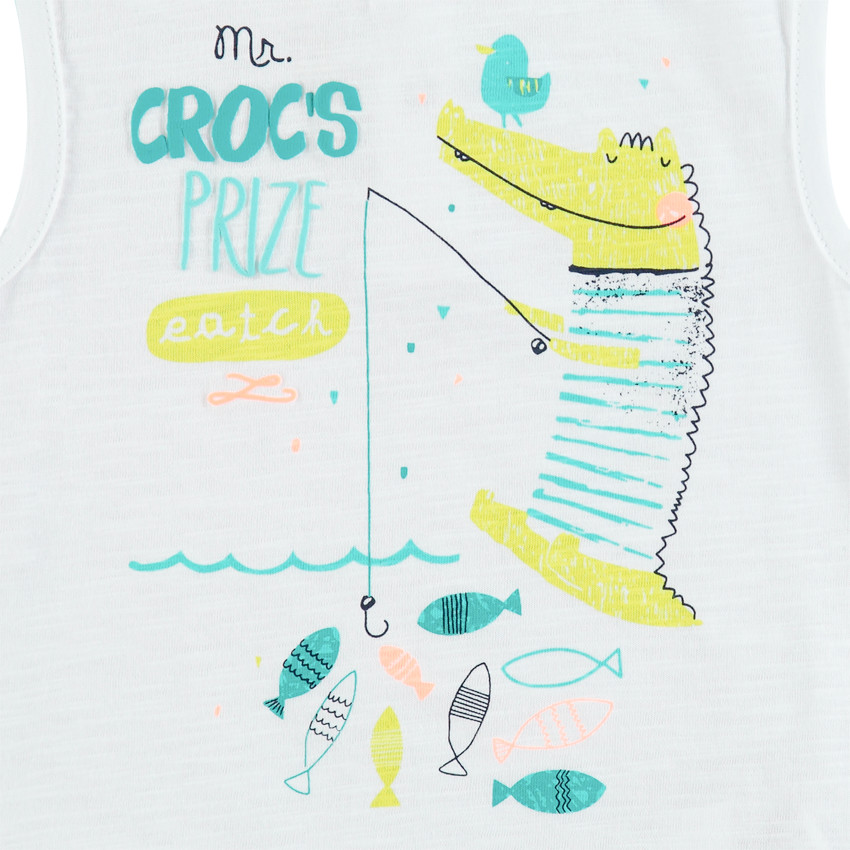 Σετ αμάνικο μπλουζάκι και βερμούδα σχέδιο κροκόδειλος 