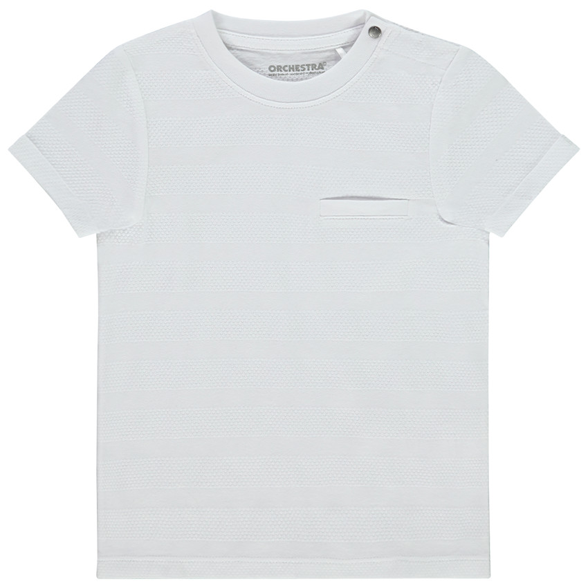 Κοντομάνικο μπλουζάκι μονόχρωμο effet texturé για bebe αγόρι 