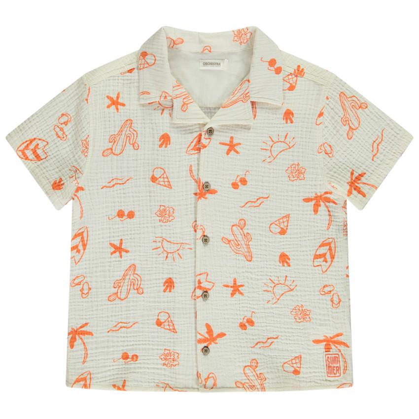 Πουκάμισο κοντομάνικο σε tetra imprimé vacances για αγόρι 