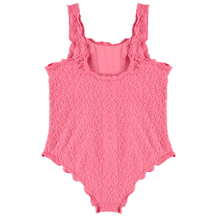 Μαγιό 1 τεμάχιο μονόχρωμο με ζωάκια ανάγλυφο για κορίτσι 