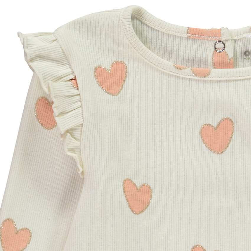 T-shirt μακρυμάνικο με βολάν από πλεκτό ύφασμα για μωρό κορίτσι 