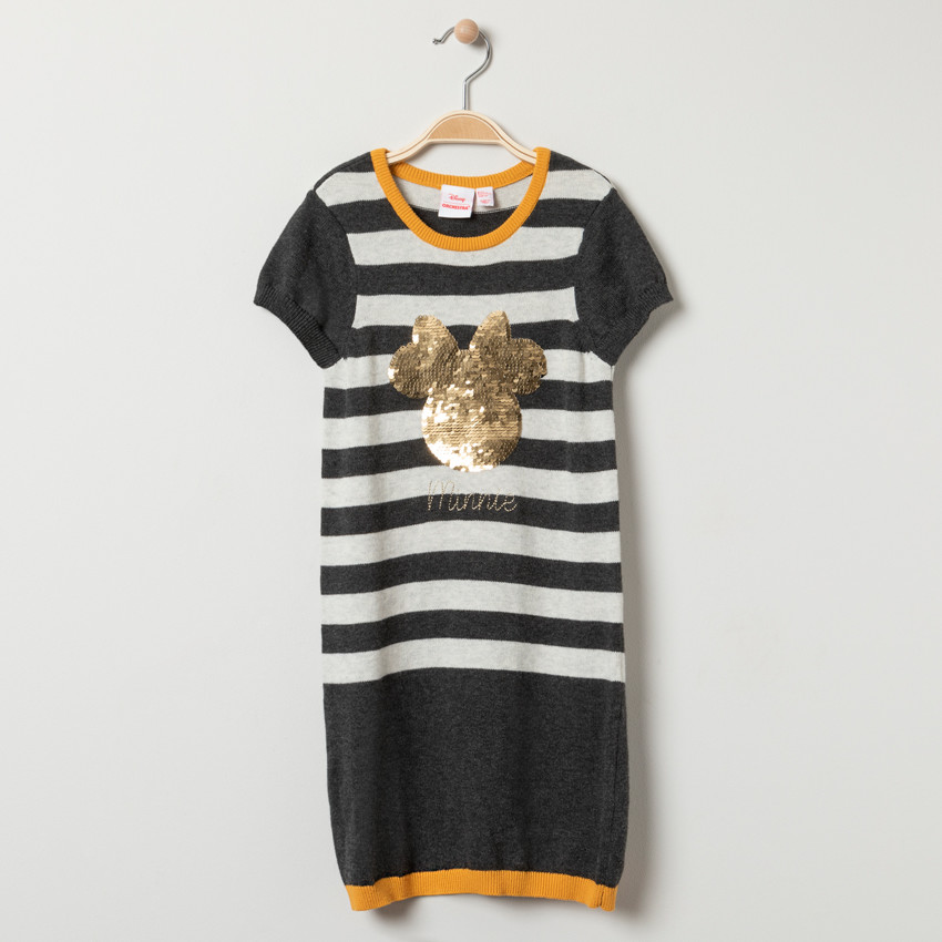 Robe manches courtes en tricot à motif Minnie Disney en sequins magiques 