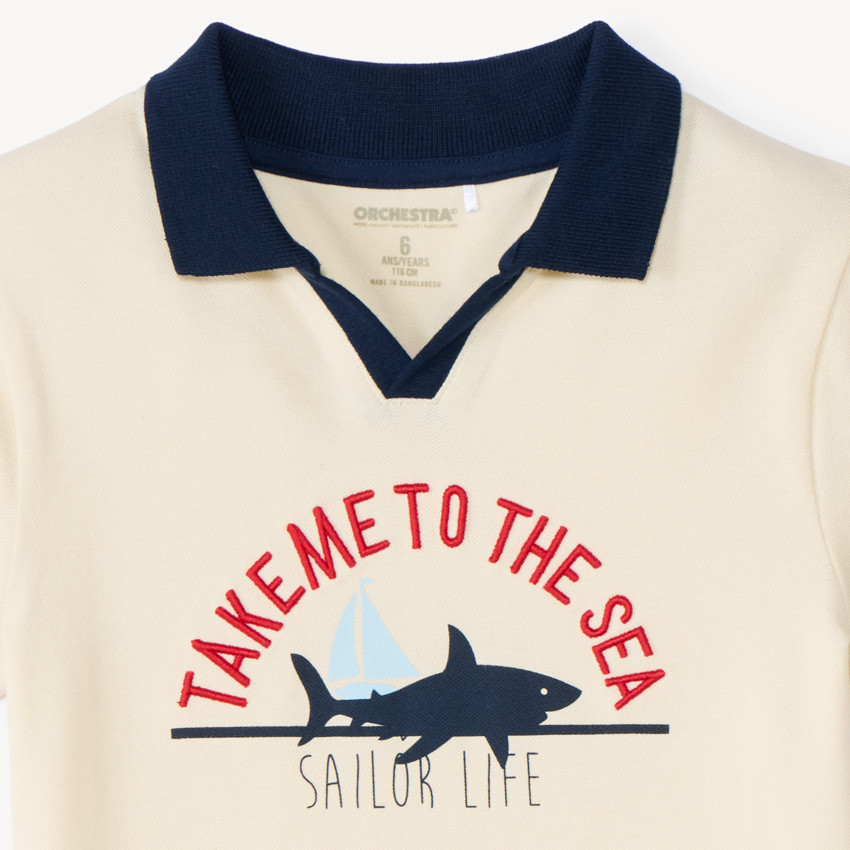 Πόλο κοντομάνικο με σχέδιο καρχαρία για αγόρι 