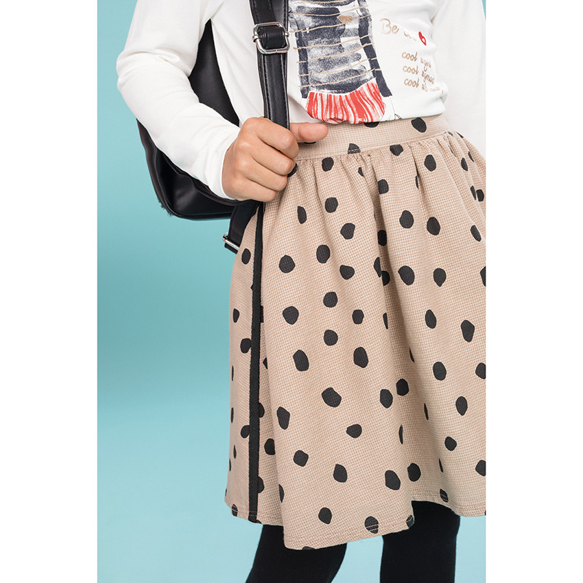 Jupe courte à pois en nid d'abeille 
