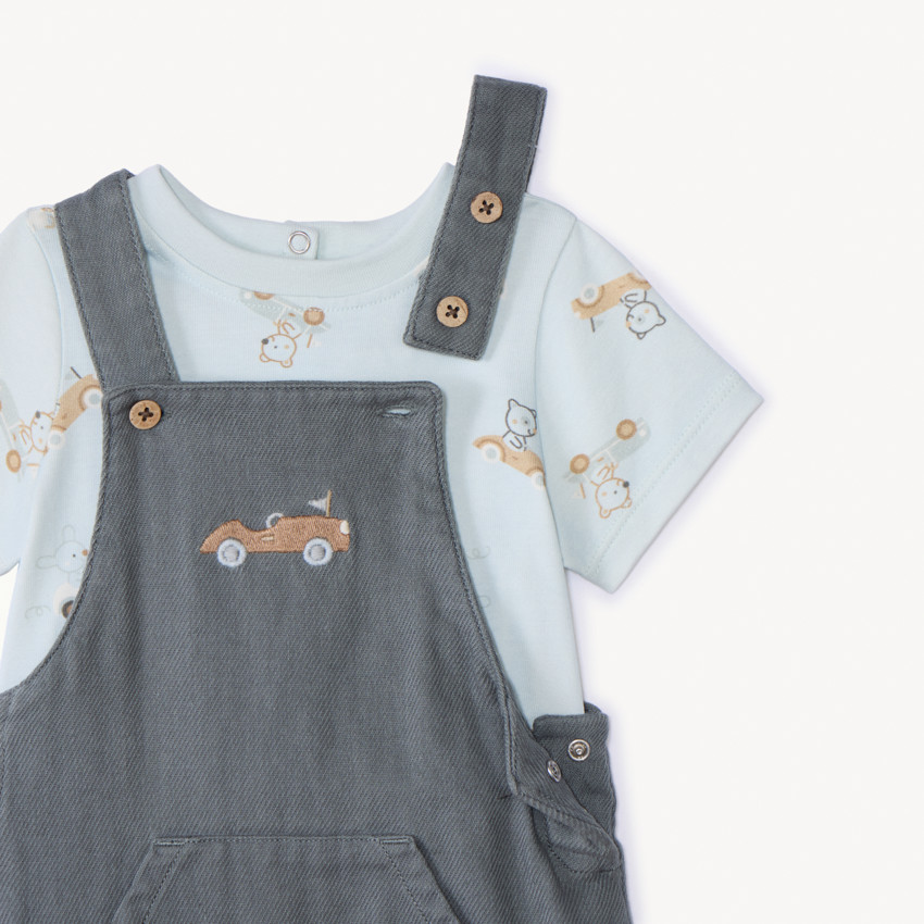 Ensemble court 2 pièces avec salopette pour bébé garçon 