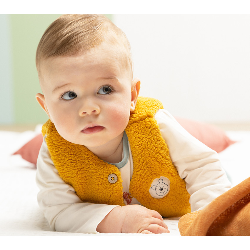 Ensemble gilet en bouclette + t-shirt Winnie l'Ourson + pantalon pour bébé garçon 