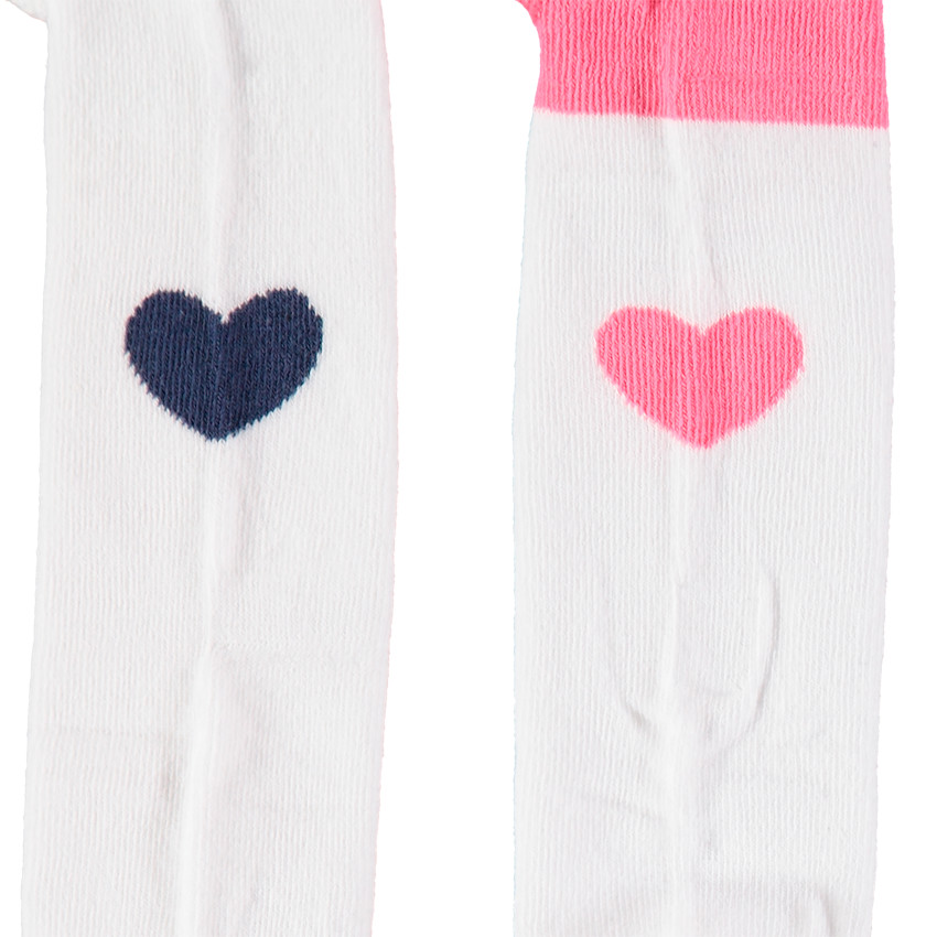 Σετ 2 χοντρά καλσόν με ζακάρ καρδούλες 