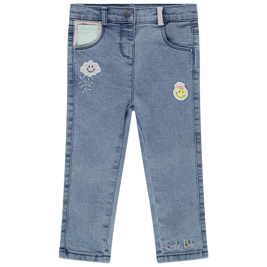 Τζιν  slim effet used με  badges Smiley 