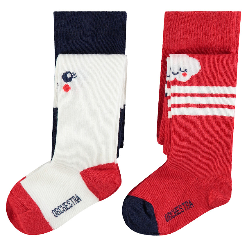 Σετ με 2 χοντρά καλσόν με ζακάρ μοτίβα σε στυλ μάνγκα 