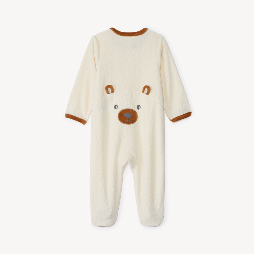 Dors-bien Ourson en velours effet dévoré pour bébé garçon 