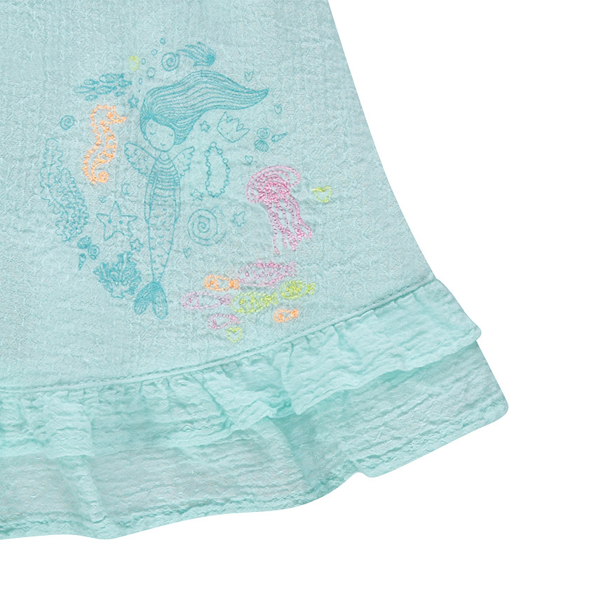 Βαμβακερό τοπ με όψη κρεπ, βολάν και φαντεζί πλάτη 