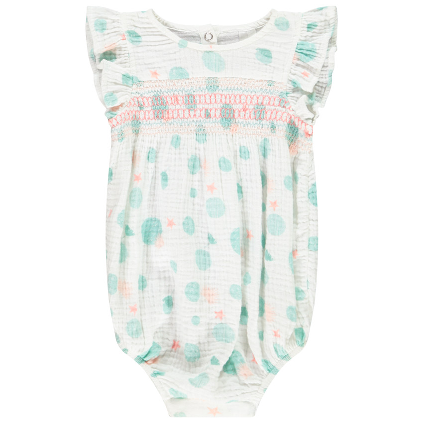 Combi κοντό αμάνικο στυλ γάζα Βαμβακερό για bebe κορίτσι 