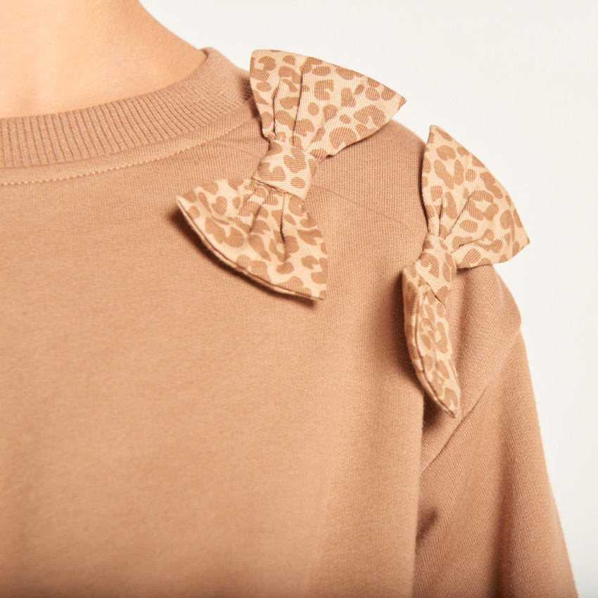 Robe effet 2 en 1 bi-matière imprimé léopard pour fille 