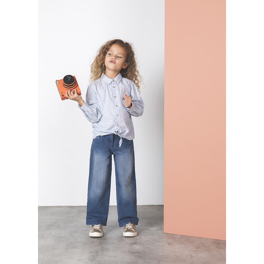 Πουκάμισο μακρυμάνικο ριγέ για κορίτσι 