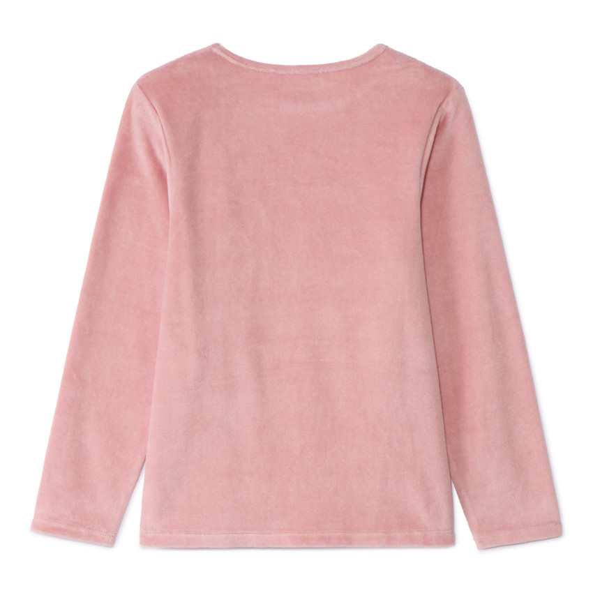 Σετ πιτζάμα βελούδο με μονόχρωμο τύπωμα για κορίτσι 