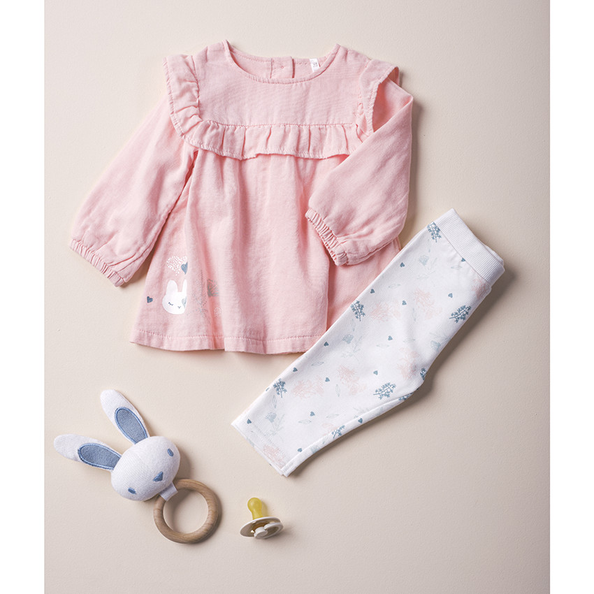 Ensemble tunique rose et legging imprimé 