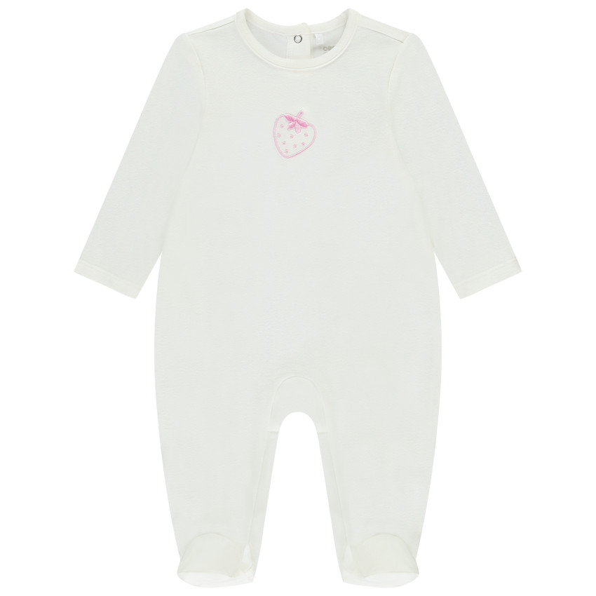 Φορμάκι μονόχρωμο με φαντεζί κέντημα για bebe κορίτσι 