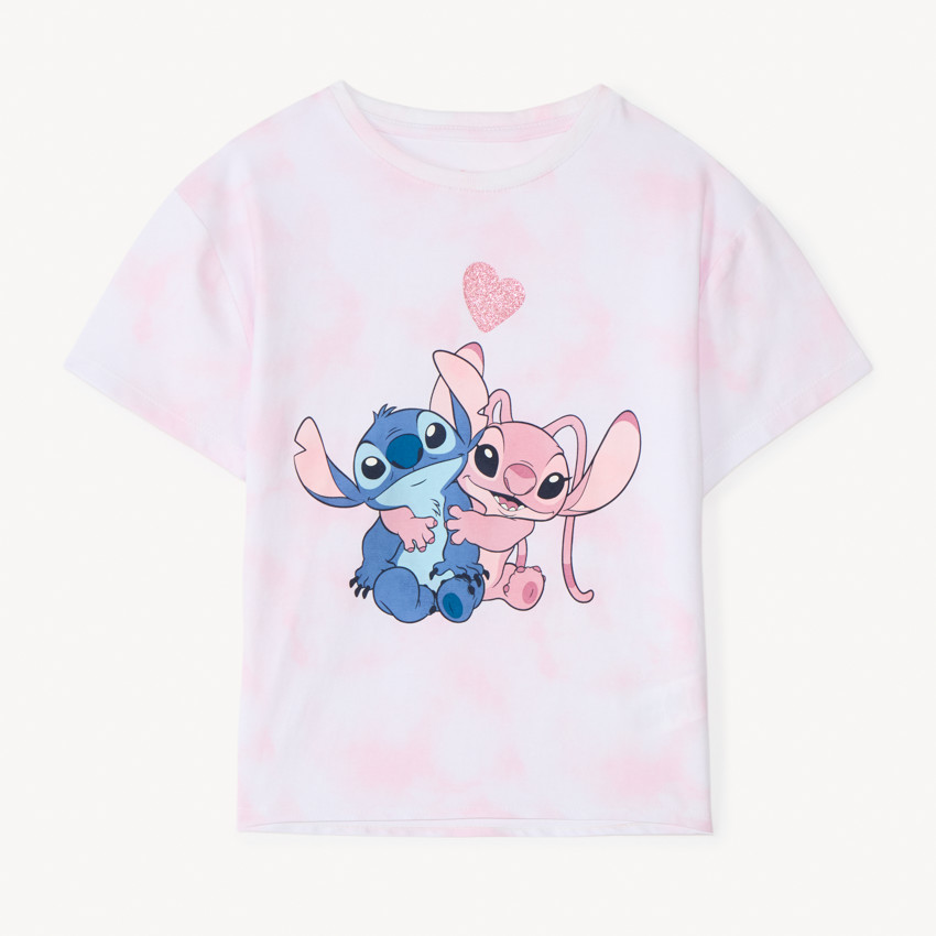 T-shirt με κοντά μανίκια Stitch & Angel Disney tie and dye για κορίτσι 