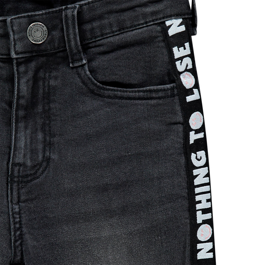 Βερμούδα  jean με ρίγες στα πλαινά με σχέδιο Smiley  Additional Βερμούδα  jean με ρίγες στα πλαινά με σχέδιο Smiley