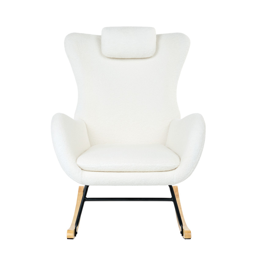 Πολυθρόνα Rocking Chair Marceau σε λευκή boucle. 