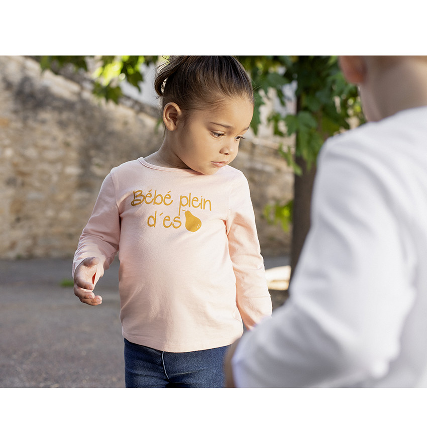 T-shirt μακρυμάνικο βαμβακερό με μήνυμα για bebe κορίτσι 