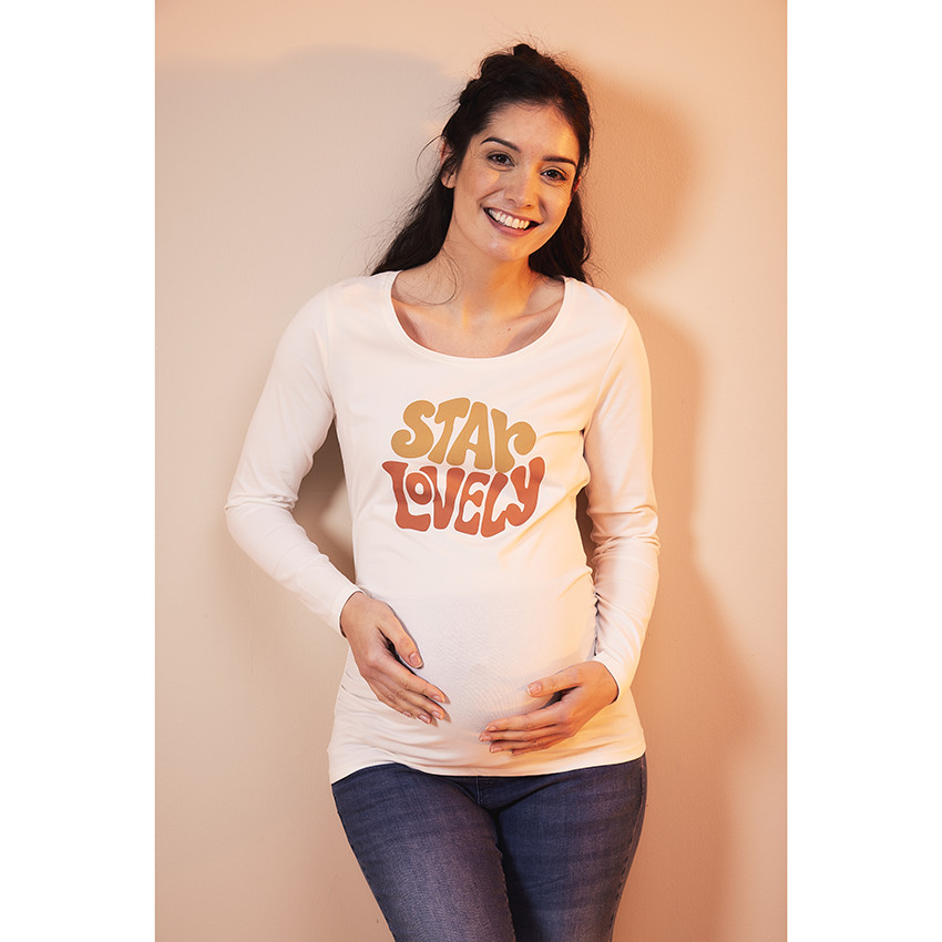 Μπλούζα εγκυμοσύνης μακρυμάνικη σε jersey με μήνυμα print 