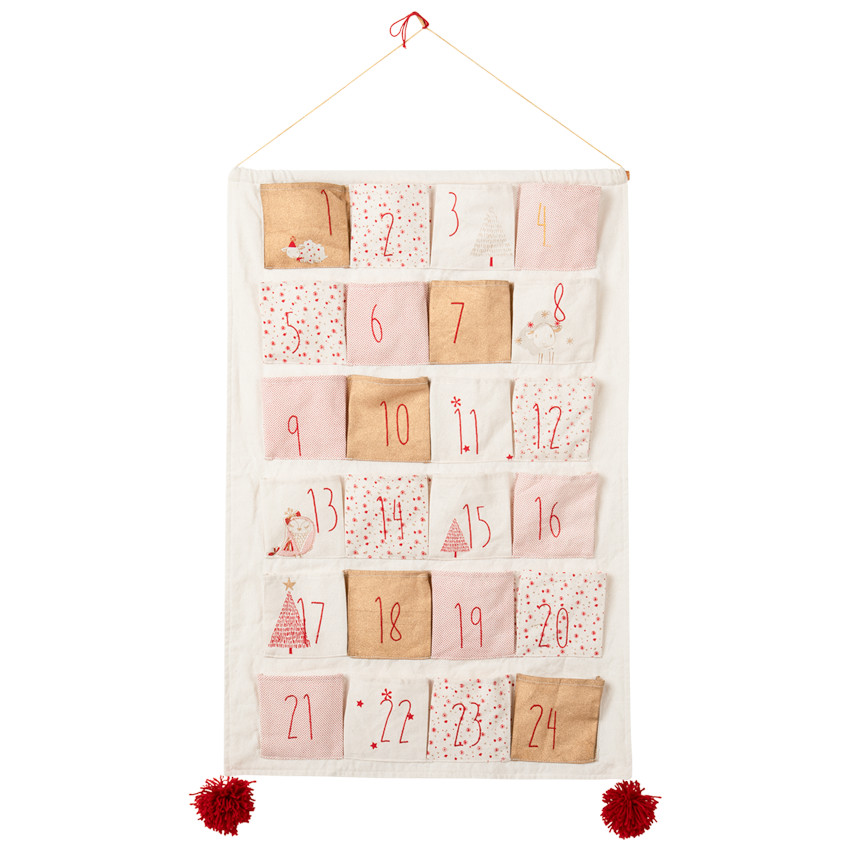 Ημερολόγιο σε ύφασμα για να κρεμάσετε τα Χριστούγεννα 
