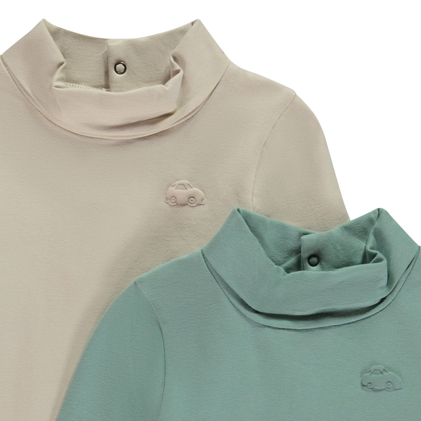 Σετ από 2 πλεκτά μπλουζάκια με ψηλό γιακά για μωρό αγόρι 