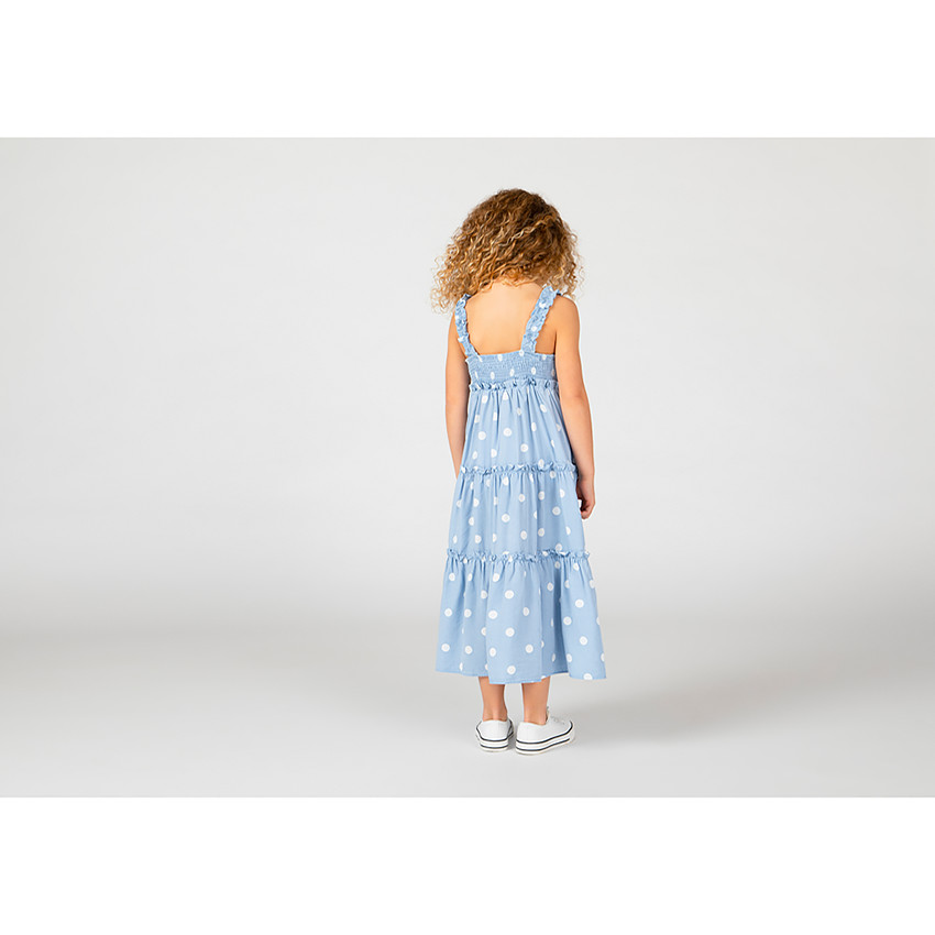 Robe longue volantée imprimé pois pour fille Main Robe longue volantée imprimé pois pour fille