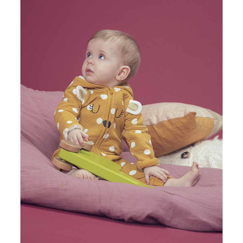 Combi μακρύ με πουα με επένδυση jersey για bebe κορίτσι 