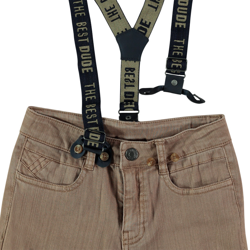 Pantalon uni à bretelles amovibles  